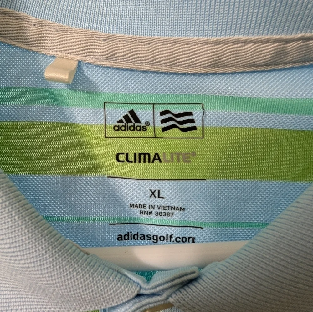 Adidas Climalite Green and Blue Polo Shirt